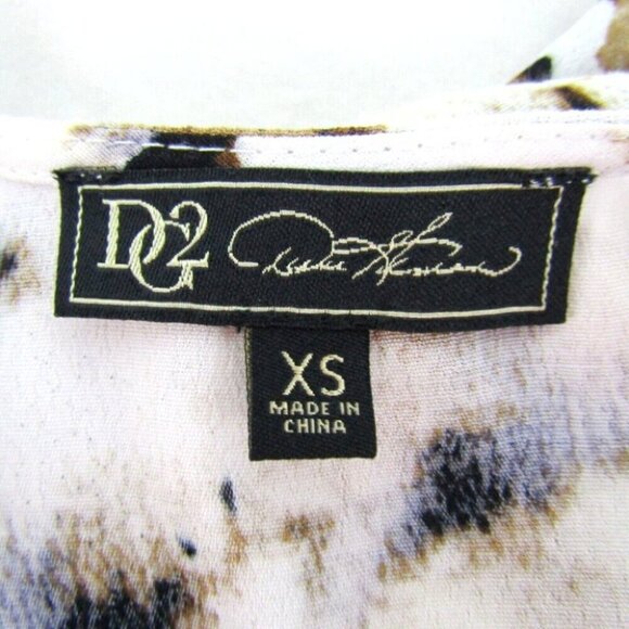 DG2 Diane Gilman White Black Brown Animal Print Tie Back Maxi Dress Sz XS Retro - Picture 8 of 10